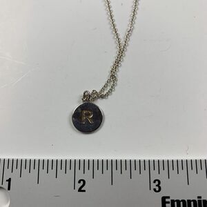 Savvy Cie Jewels Women Sterling Silver Round Initial Letter "R" Pendant Necklace